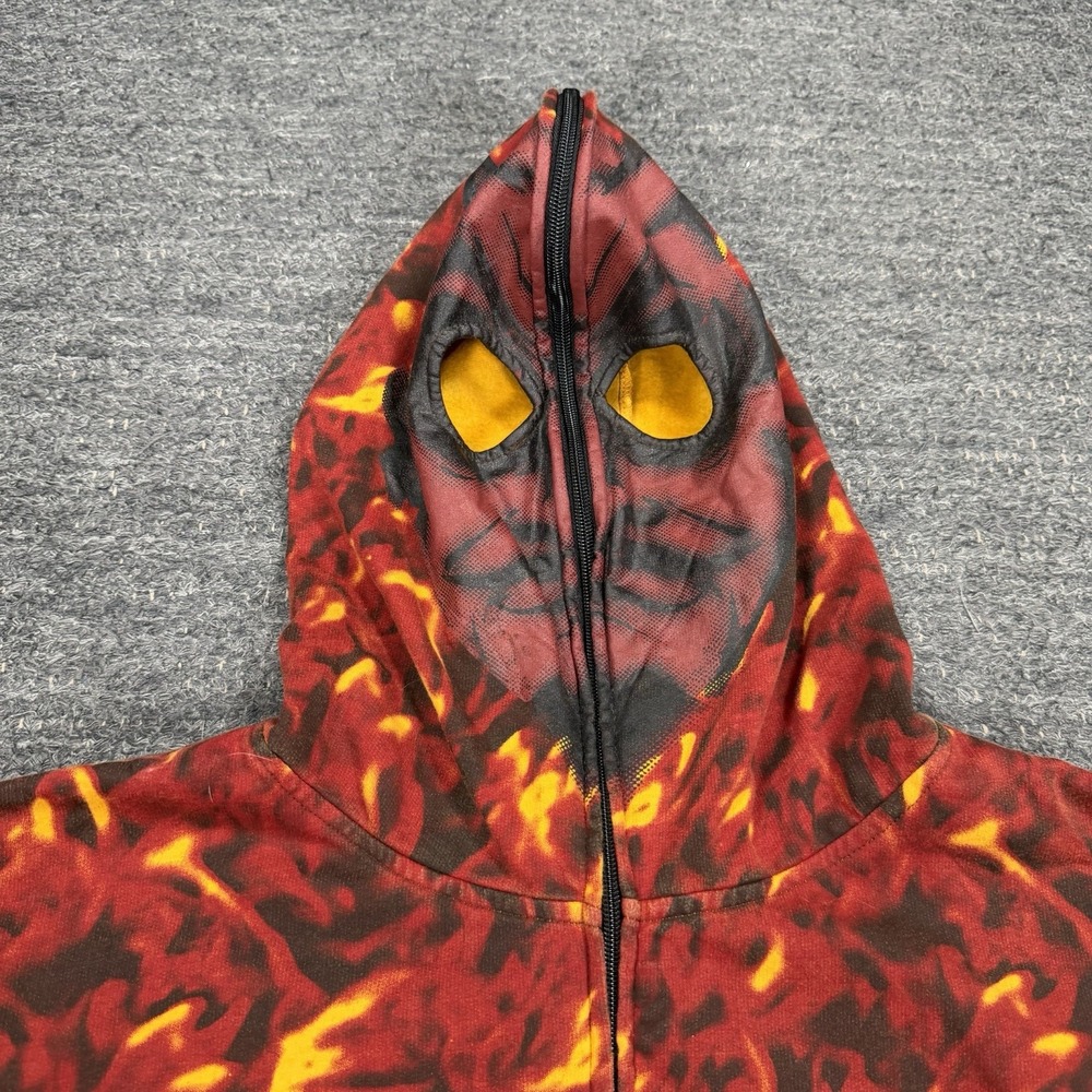Social Collision Full Zip Face Mask Hoodie XL Fire Devil Costume Rave VTG Y2K